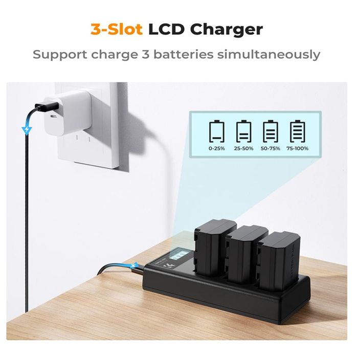 Комплект от три батерии K&F Concept NP-FZ100 със зарядно