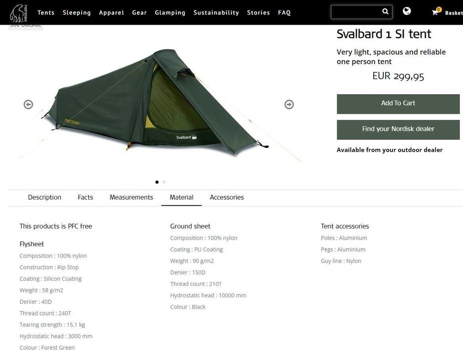 Двуслойна Палатка Nordisk Svalbard 1 SI tent, НОВА лека