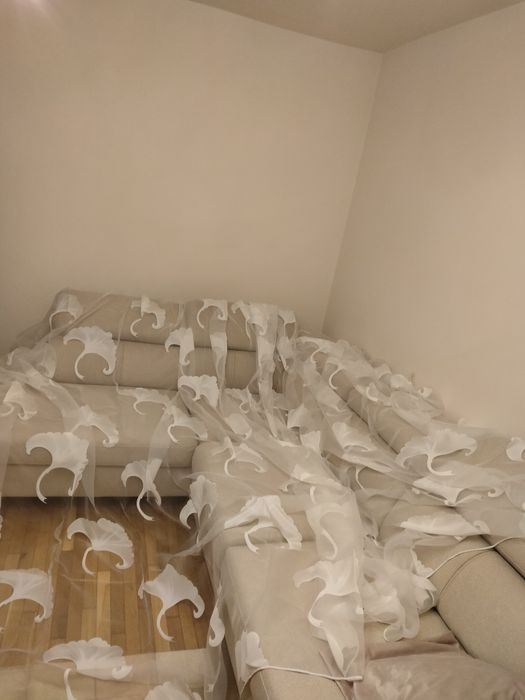 Metraj perdea organza alba imprimata din gama premium