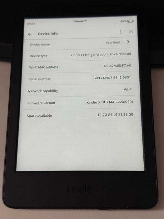 Електронен четец KINDLE GEN 11 2024 16 GB touchscreen черен