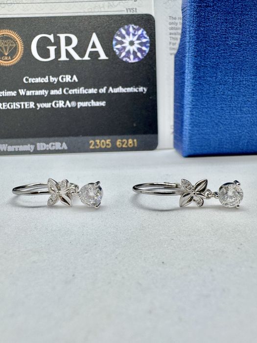 Сребърни обеци с мойсанит (Диамант) 0.5 карата