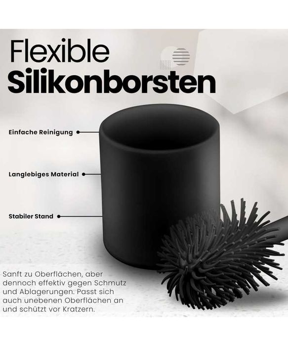 Perie de toaleta din silicon negru, Cleangang