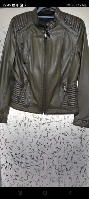 Geacă din piele naturală, moale,kaki