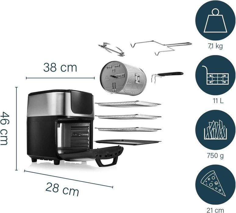 Уред за готвене с горещ въздух и фурна Princess DeLuxe AirFryer Oven 11L (182075)