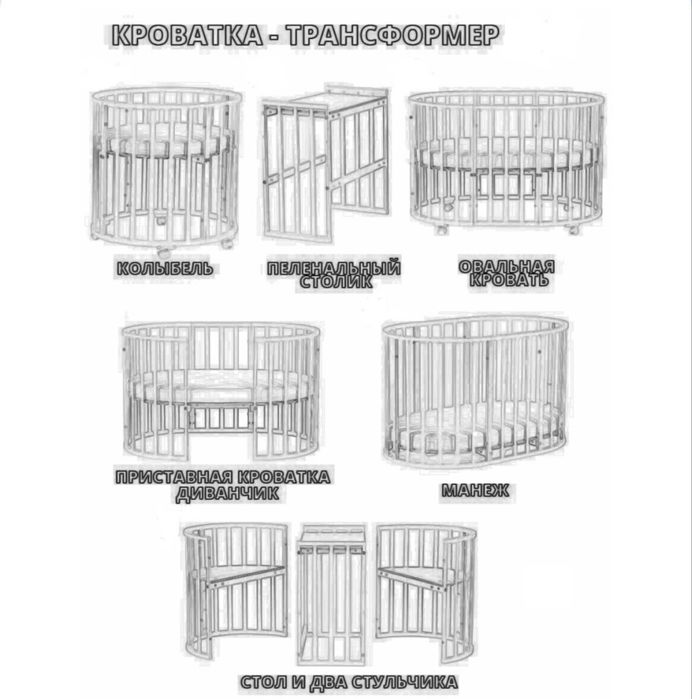 Продам детскую кроватку - трансформер б/у
