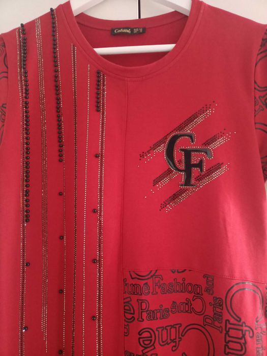 Rochie de damă roșie M bumbac de calitate superioara