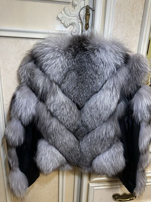Haină din blană naturală de vulpe argintie – nouă - PREMIUM