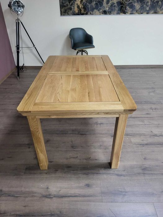 Дървена трапезна разтегателна маса 100 % масивен дъб за 6 - 8 човека