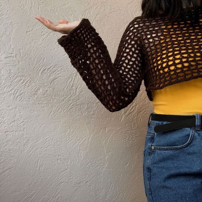 вязаный топ сеточка