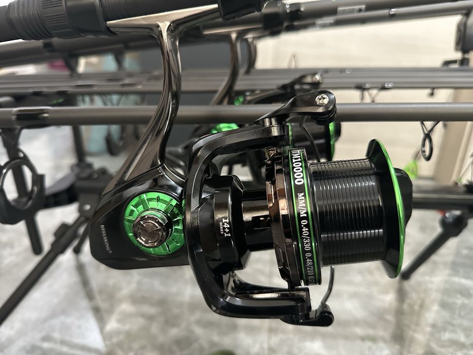 Set pescuit crap complet – 4 lansete Robinhan 3.90 + Reelsking TM10000 + Rod Pod 4 posturi echipat