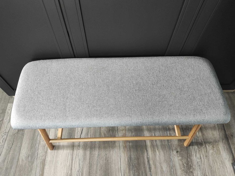 Bancă pentru hol Gri/Bambus 90/45/30 cm