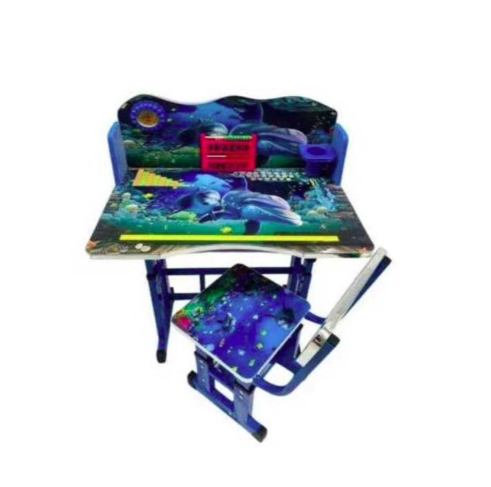 Set birou copii cu scăunel metalic + MDF, 69x45 cm, reglabil pe înălți