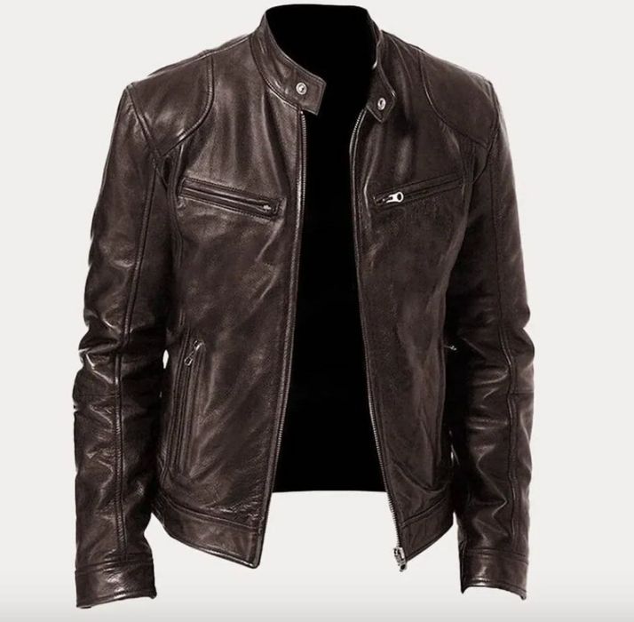 Мъжко кожено яке - Л и ХЛ цвят черен и кафяв