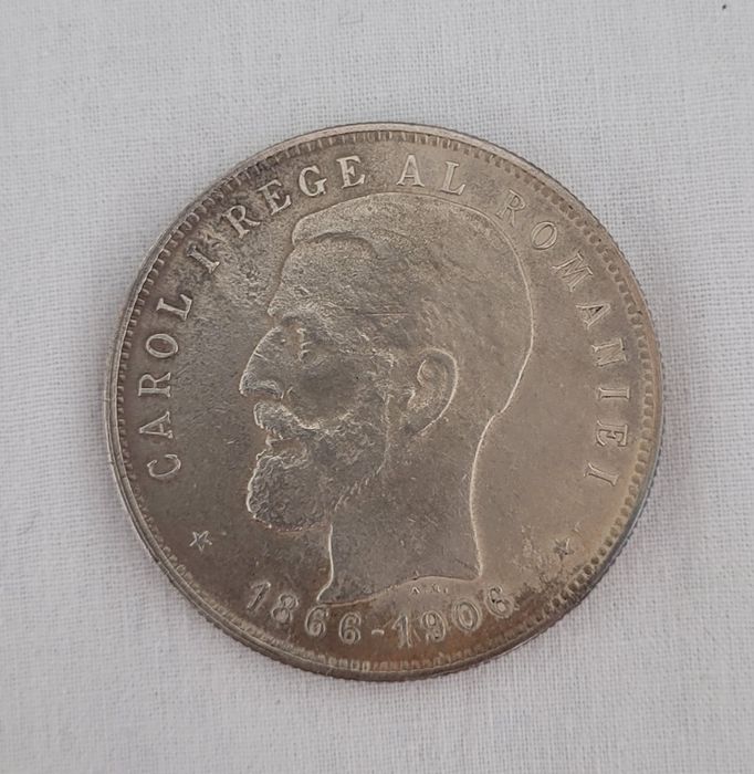 Moneda veche argint 5 lei 1906 România