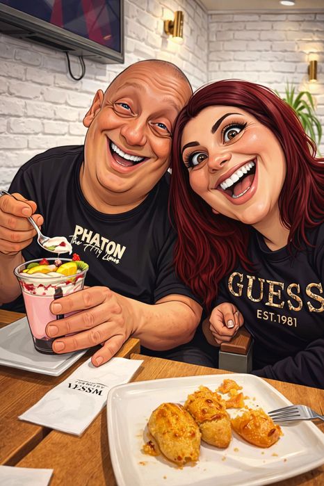 Дигитална Карикатура 10€ с рамка, 1,2,3 лица цената е една