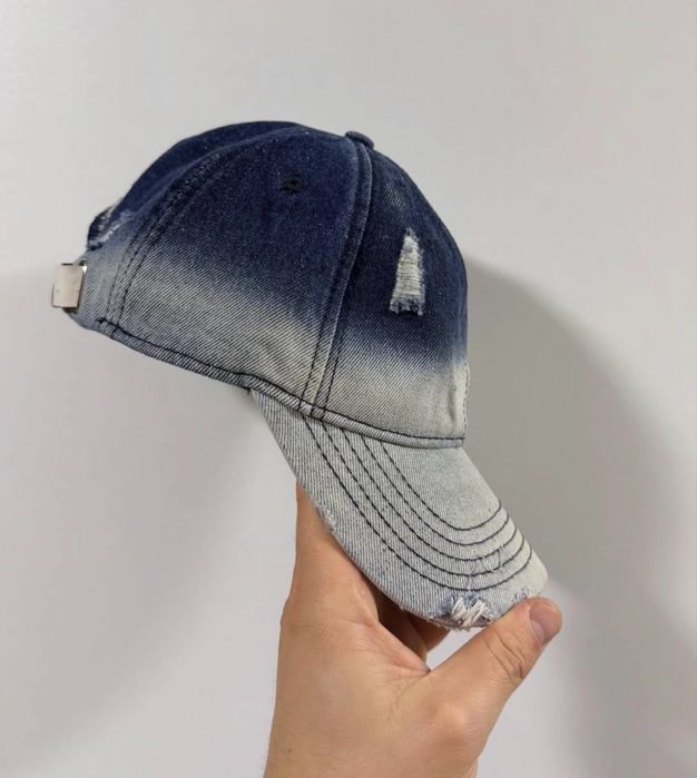 True Religion Bleached Denim Baseball Cap