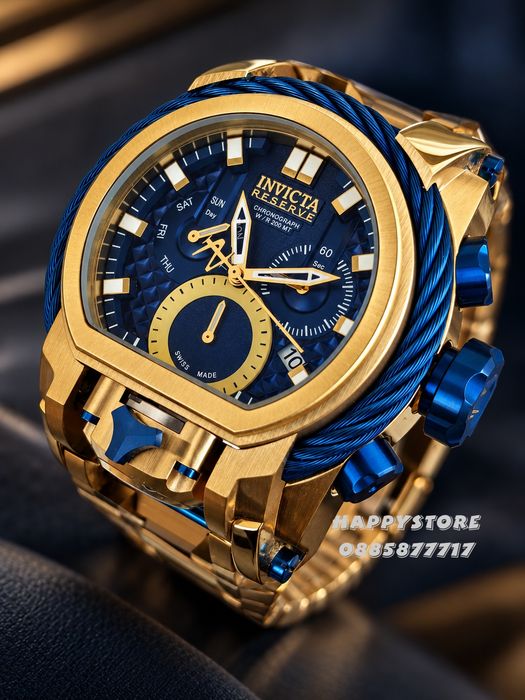 INVICTA Bolt Zeus Magnum Gold/Blue 52 mm, Инвикта нов часовник
