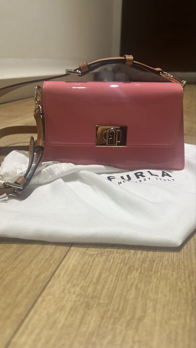 Чанта Furla розова с дълга и къса дръжка
