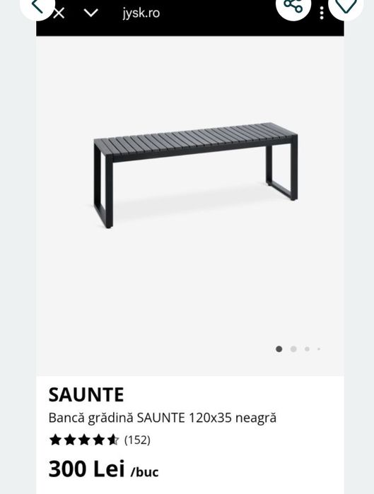 Bancă gradina Saunte 120/35