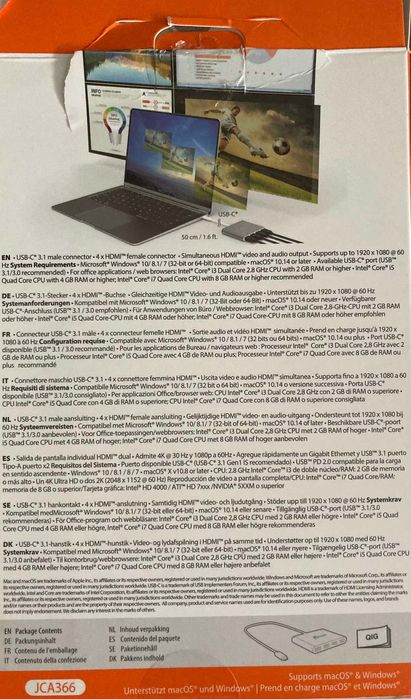 Адаптер USB-C за компютър към 4 HDMI-Монитора