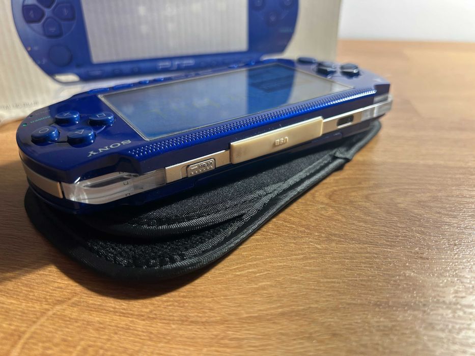PSP 1000 Metallic Blue modată, cutie originală — gata de joc | Japonia