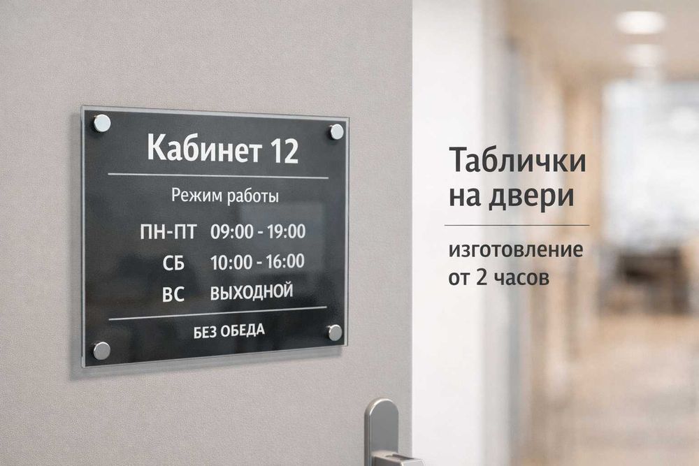 UV печать для бизнеса: таблички, стенды, меню, бейджи, сувениры