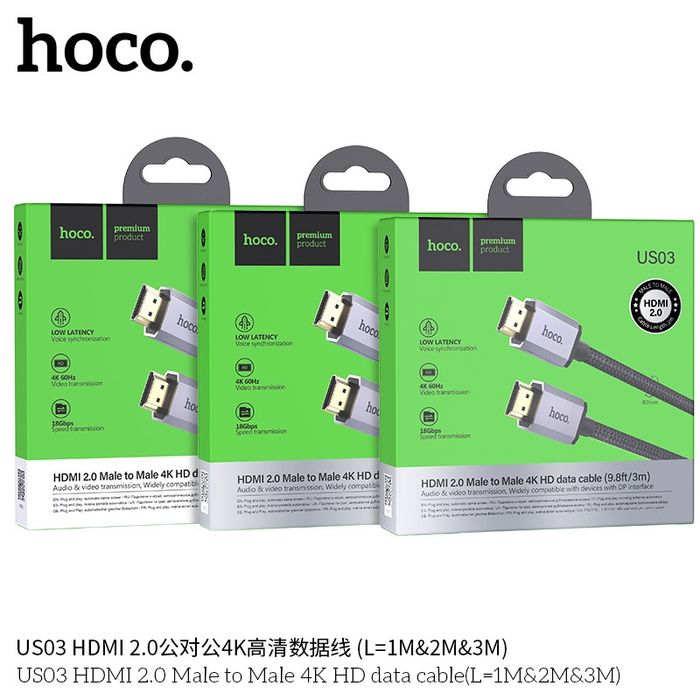 Hoco US03 Кабель 4K/60HZ 18Gbps HDMI to HDMI Cable