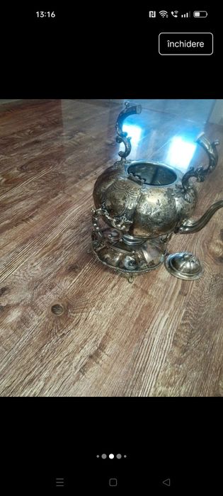 Ceainic placat cu argint masiv