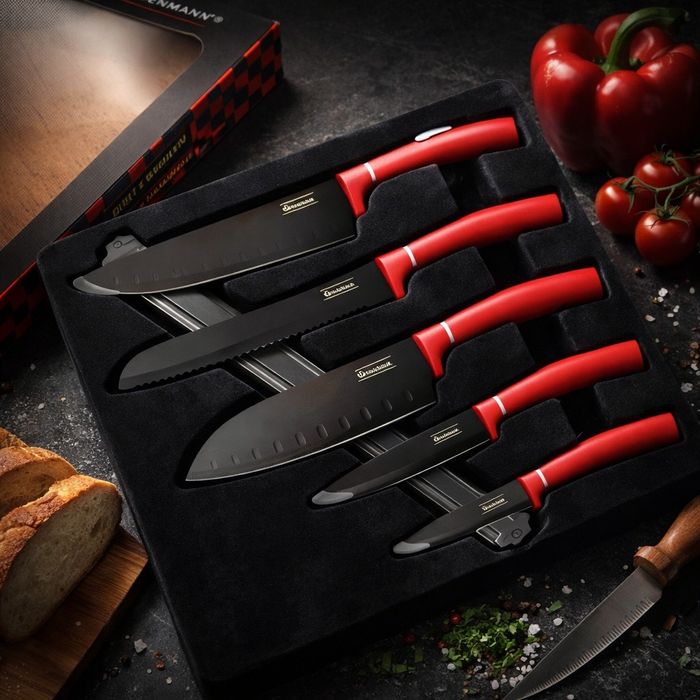 Комплект ножове Goldmann GM 5259, 5бр. с магнитна релса, Незалепващо п