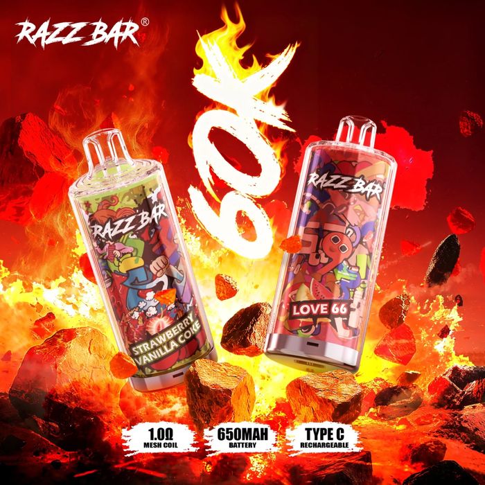 Vape 60.000 puffs razzbar model nou