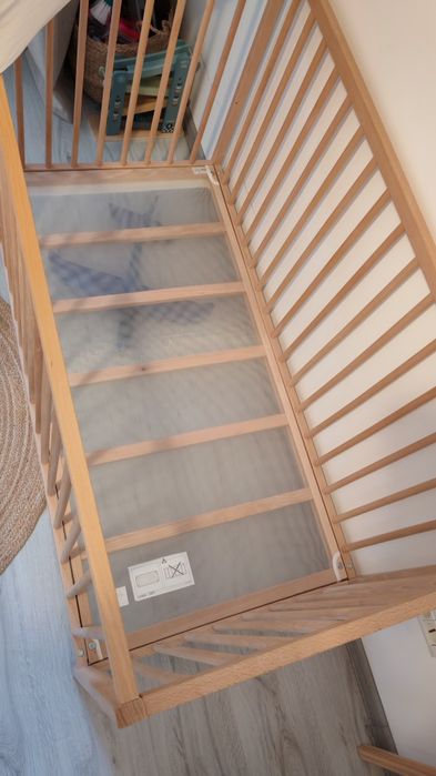 Pătuț din fag 60x120 (Singlar ikea) + saltea ( ikea) + protectie impermeabila si  cearceafuri