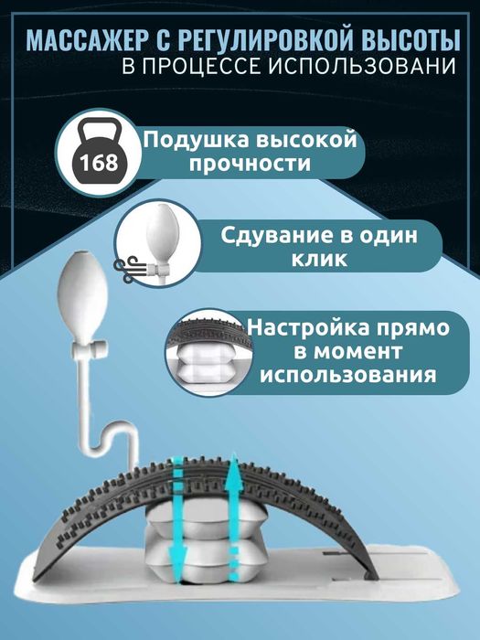 Надувной массажер для поясницы и спины с ручным насосом.