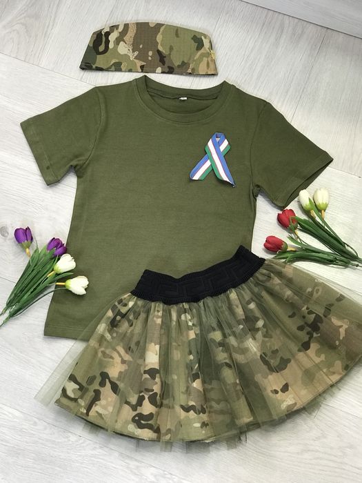 Пилотка,юбка и футболка на  14 января для девочек