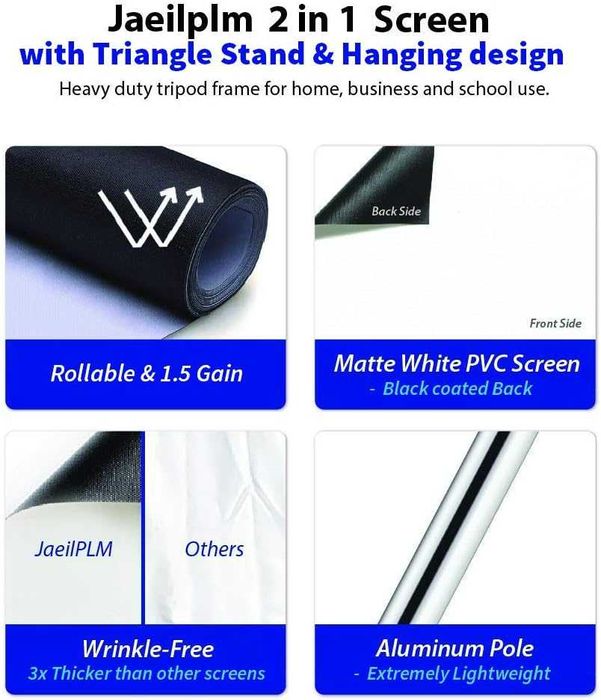 ECRAN DE PROIECTOR 2-ÎN-1 NOU DE 100" compatibil interior si exterior