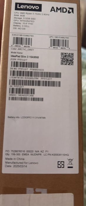 Ноутбук Lenovo IdeaPad Slim 3 15 AMN8