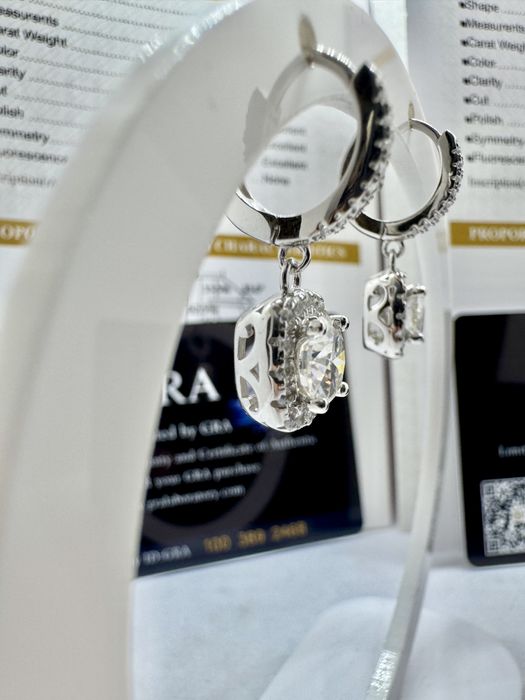 Сребърни обеци с мойсанит (Диамант) 1 карат