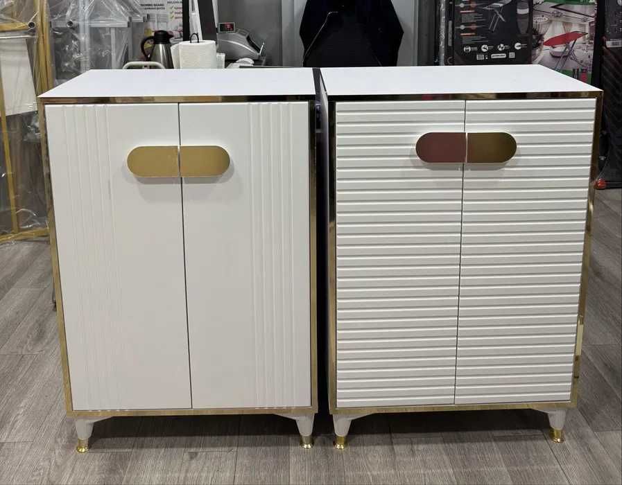 Белые шкафы с золотой отделкой (МДФ) 100x68x38