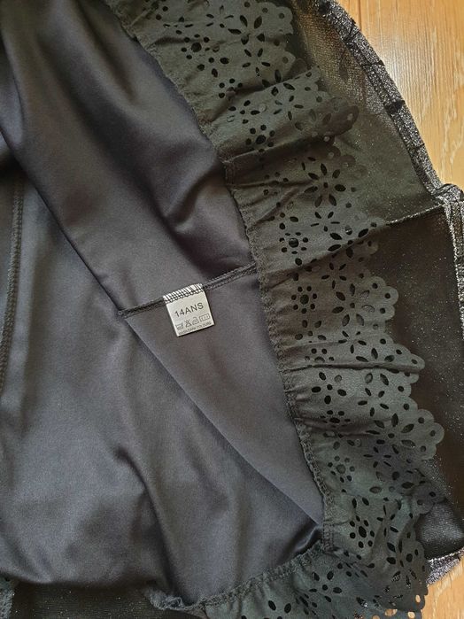 Детска официална рокля в черно и сребристо