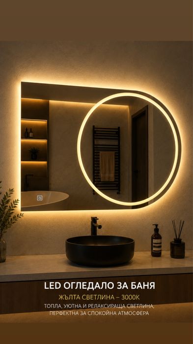 LED огледало 80×60 см с подсветка – стилен модерен дизайн