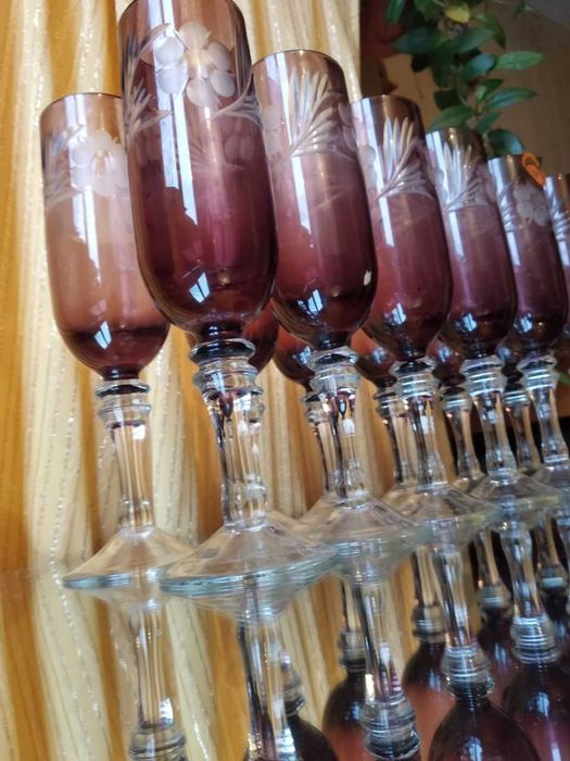 Марганцевые фужеры 20 см Чехословакия 12 шт.