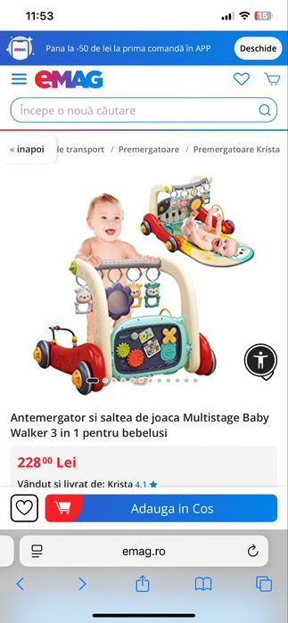 Premergator cu saltea Multistage baby walker 3in1