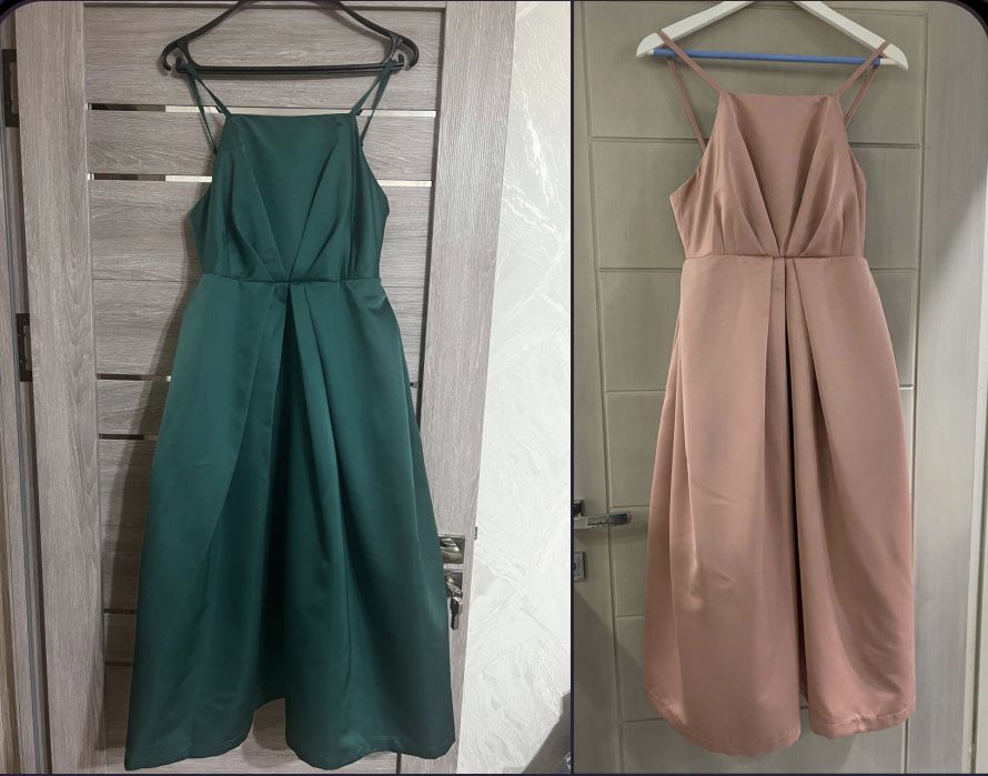 Розовое платье французской длины