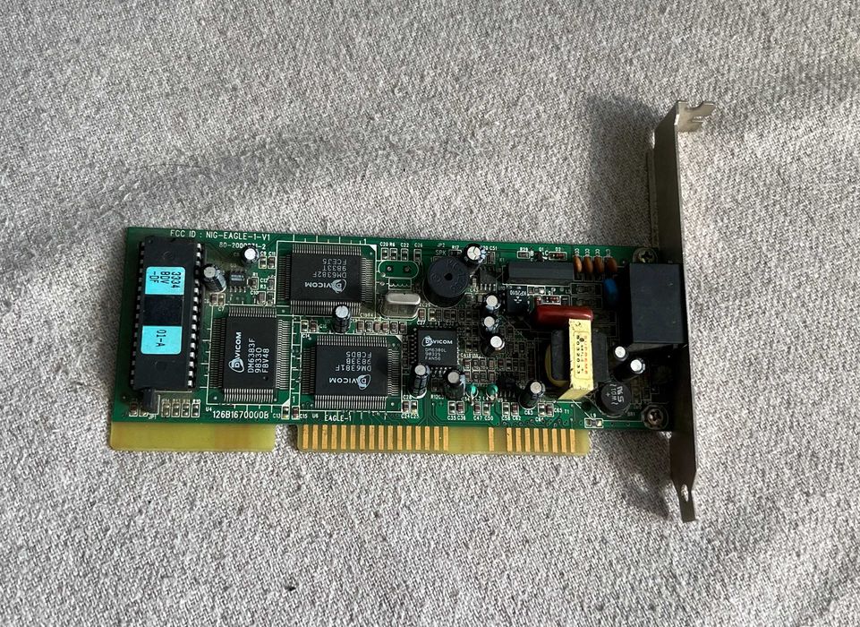 Modem intern ISA Davicom 56k data fax voce cu doua porturi RJ11 clasic