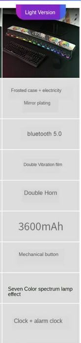 Radio cu Boxa ceas Bluetooth display oglinda