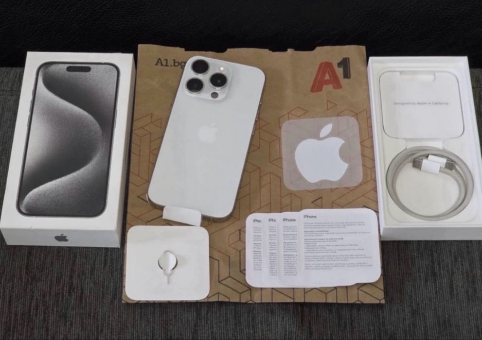 КАТО НОВ 128GB iPhone 15 Pro Гаранция A1 до 2025г. White TITANIUM | Бял
