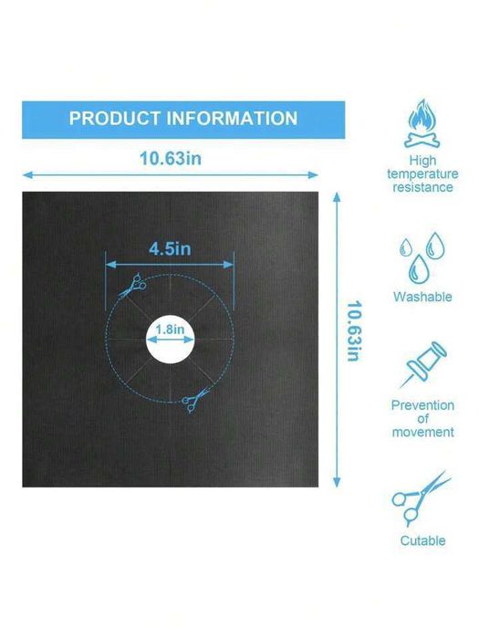 Серебристый коврик- фальга для газовой плиты,моющиеся (многоразовые)