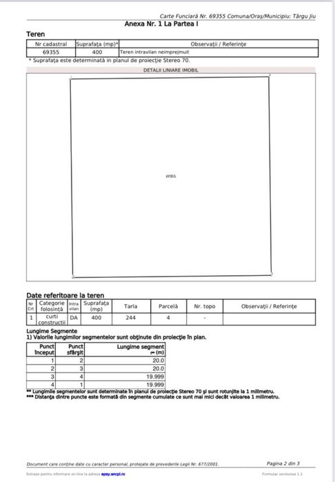 Teren de vanzare intravilan ,400 mp2,9’mai-str depozitelor