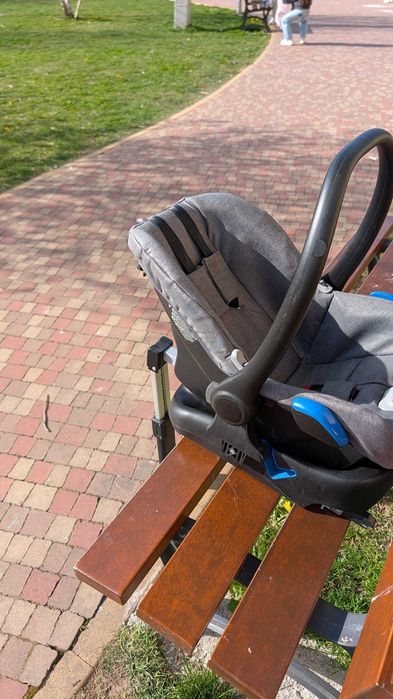 Cărucior Adame Polonia (sistem roți) + landou (nou) + scoică + suport scoică ptr. mașină isofix + scaun sport + diverse accesorii