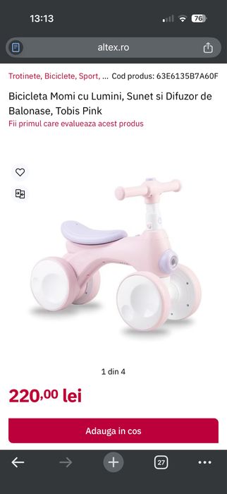 Bicicleta Momi cu lumini si baloane