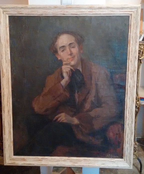 Jean Nitescu - Autoportret - Ulei pe Panza 115/90cm Rama Lemn Cadru